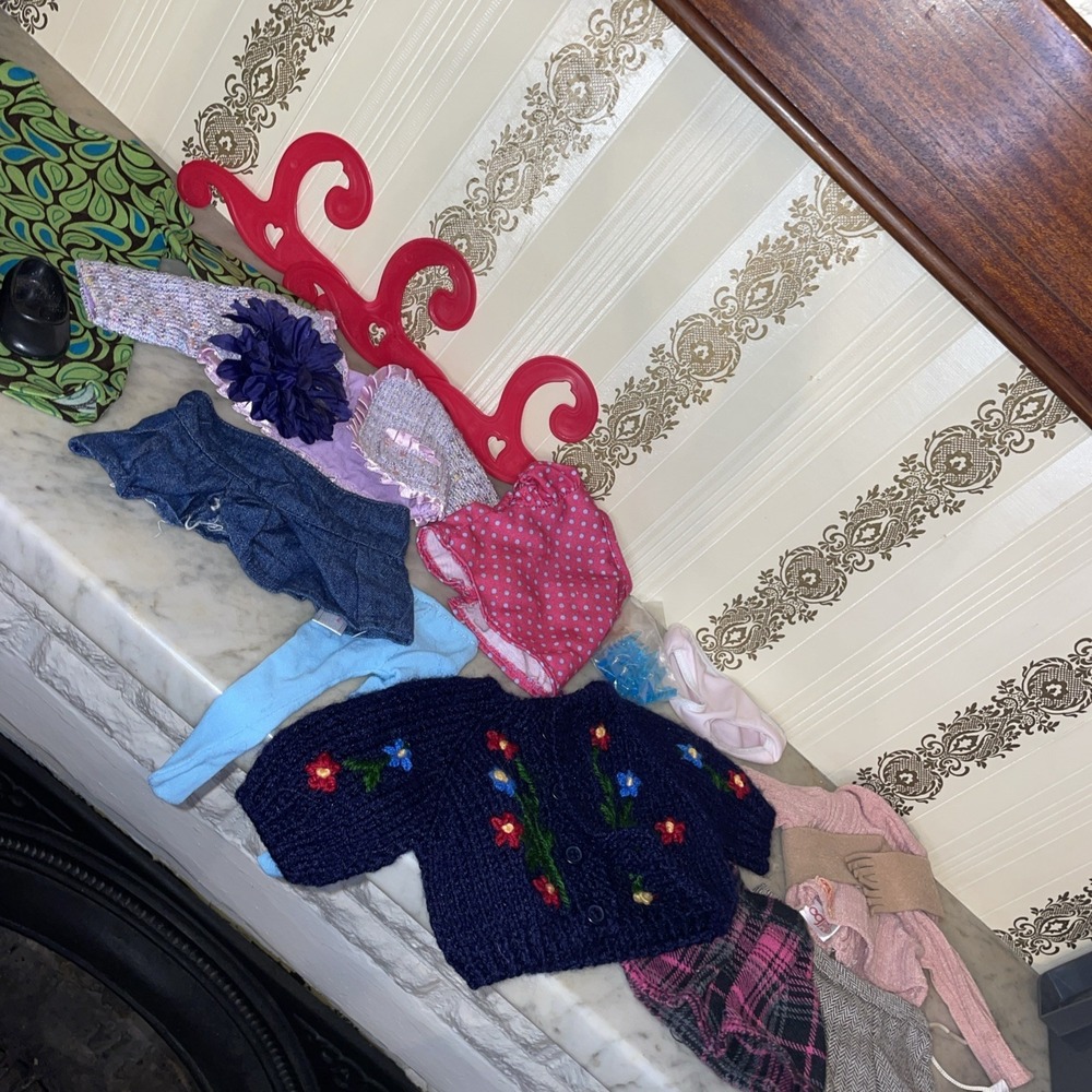 18" Doll Clothing Lot | Dress‎ Clothes Sweater Jacket Skirt Tights Shoes Hanger